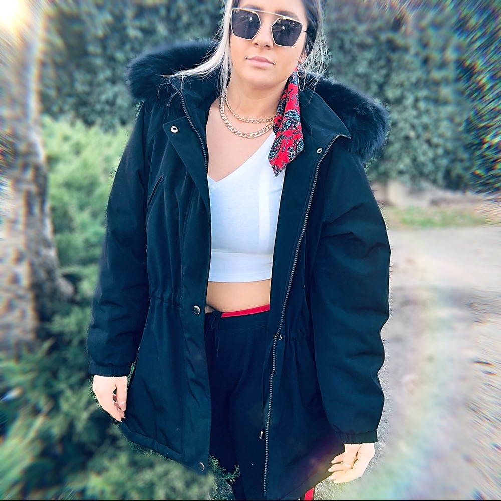 Liz Claiborne Black Parka Jacket